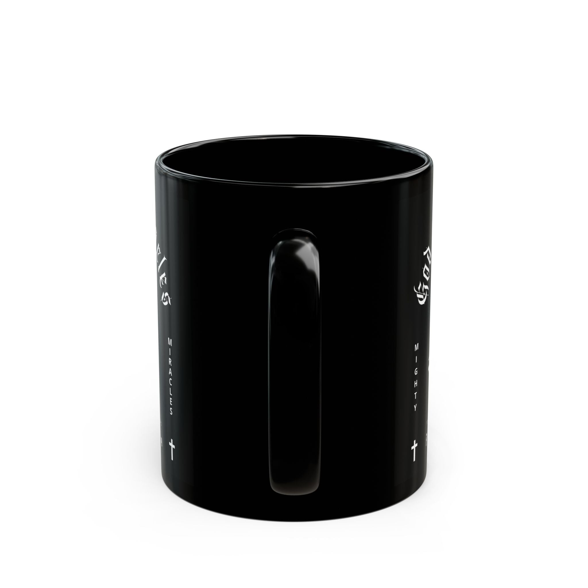 God of Miracles Black Mug