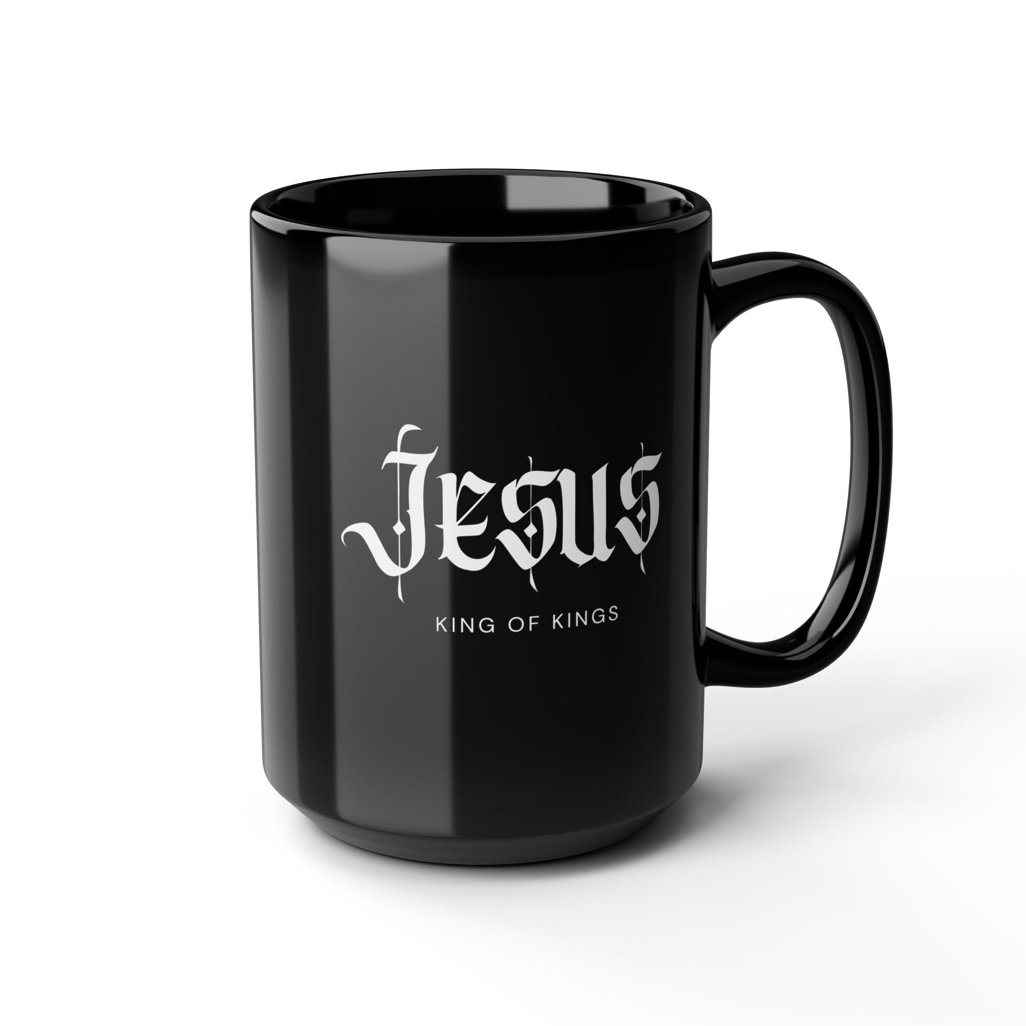 Jesus Script Black Mug