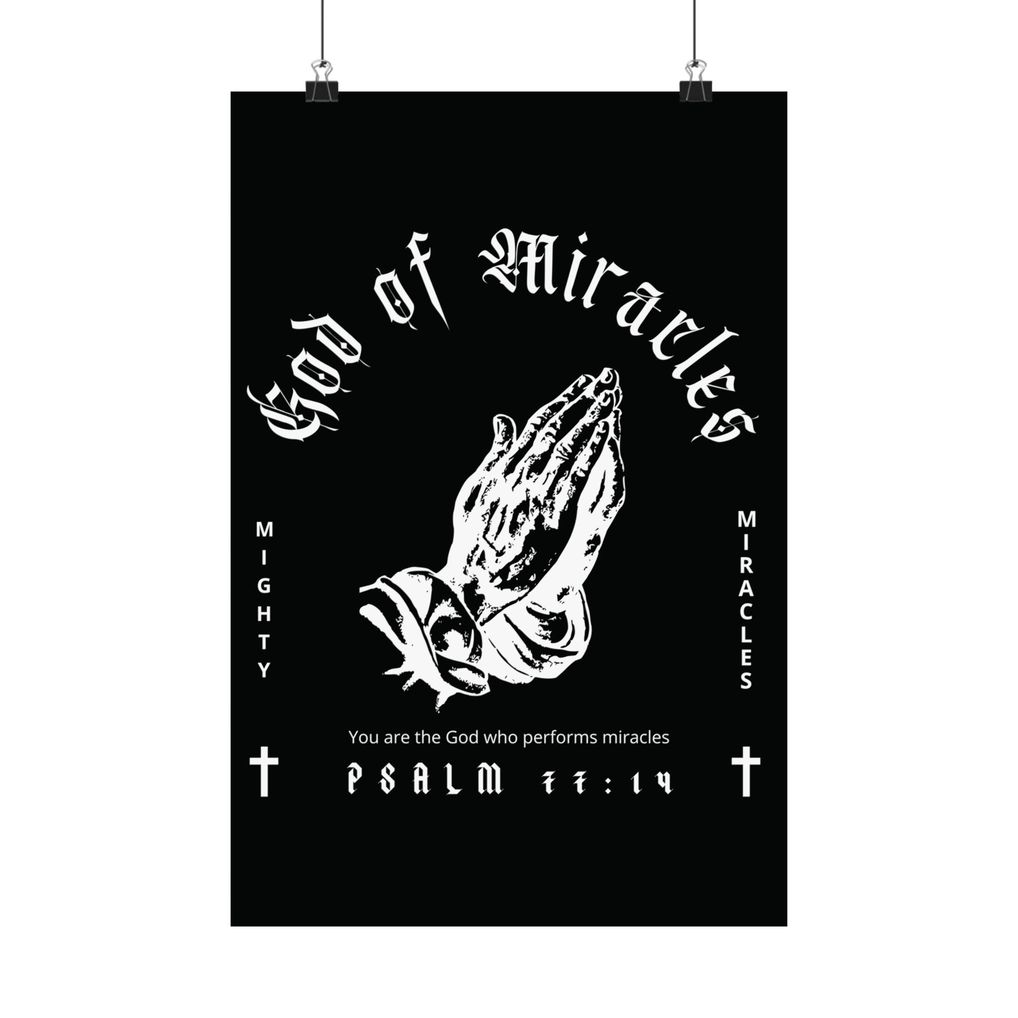 God of Miracles Black Art Print