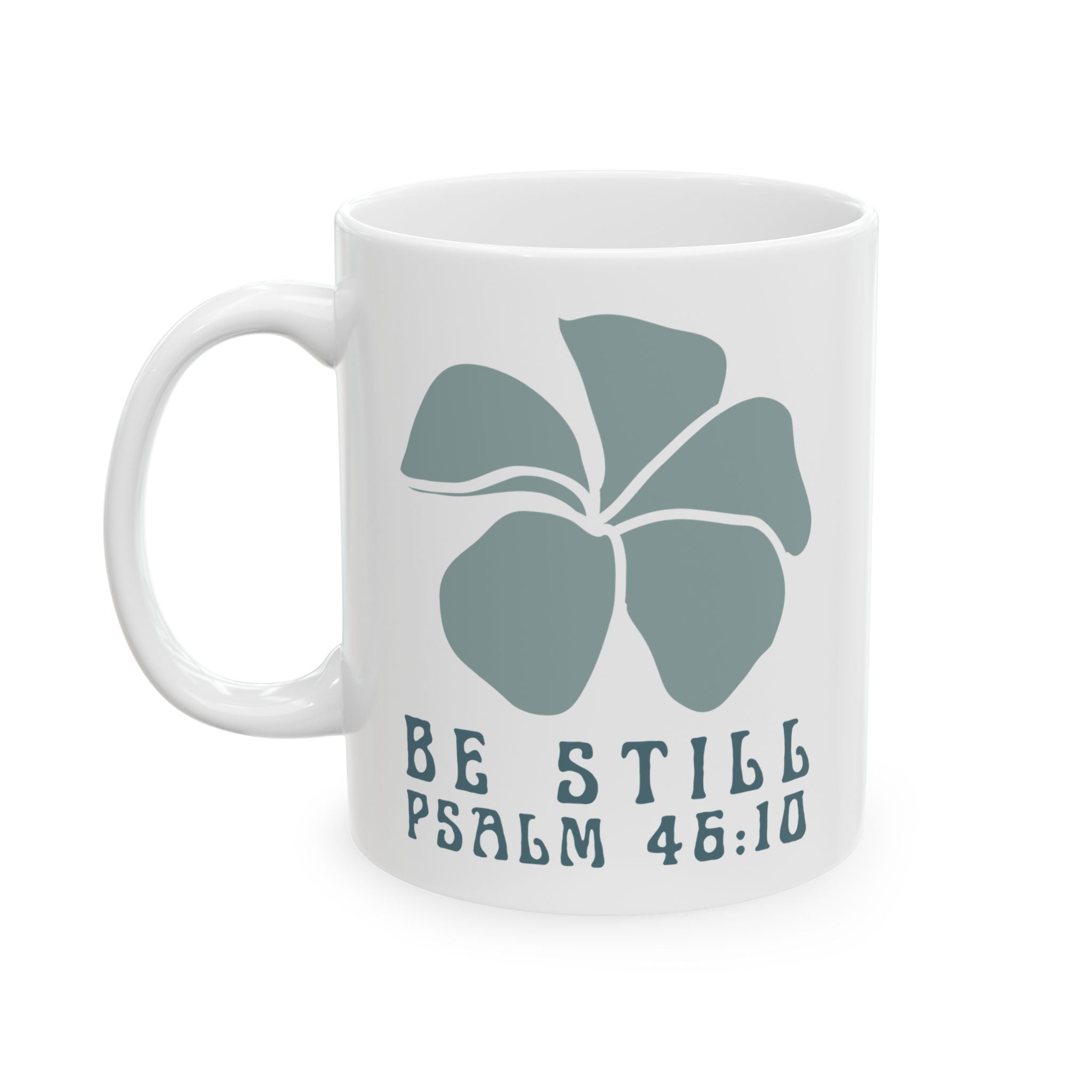 Be Still Plumeria White Mug