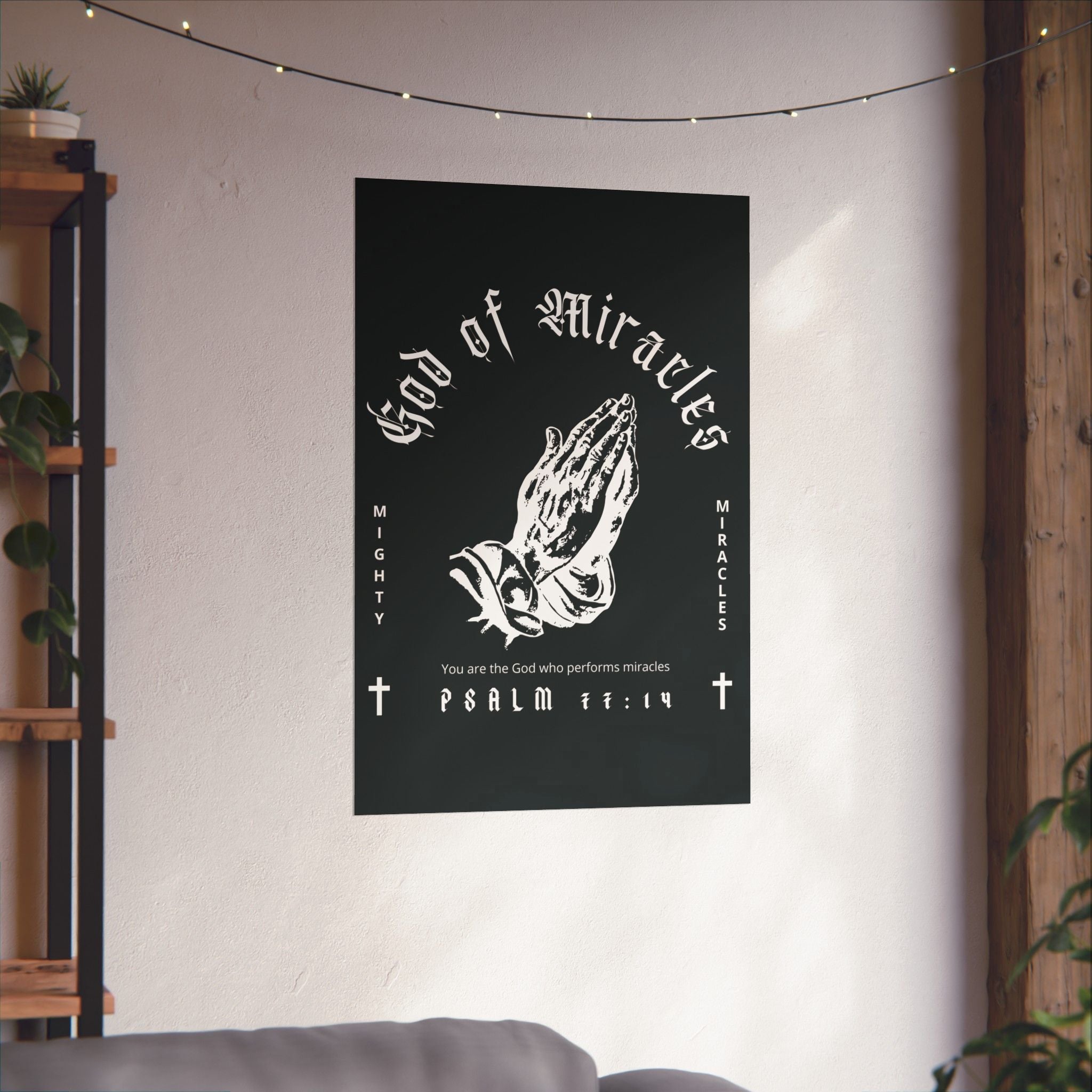 God of Miracles Black Art Print