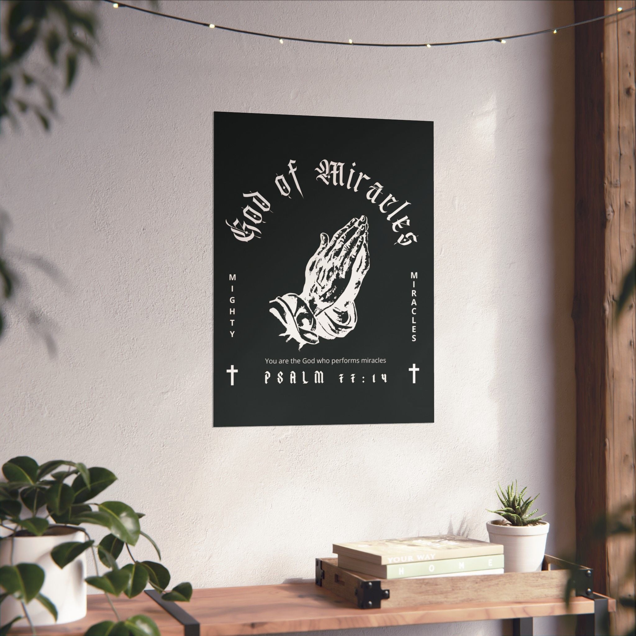 God of Miracles Black Art Print