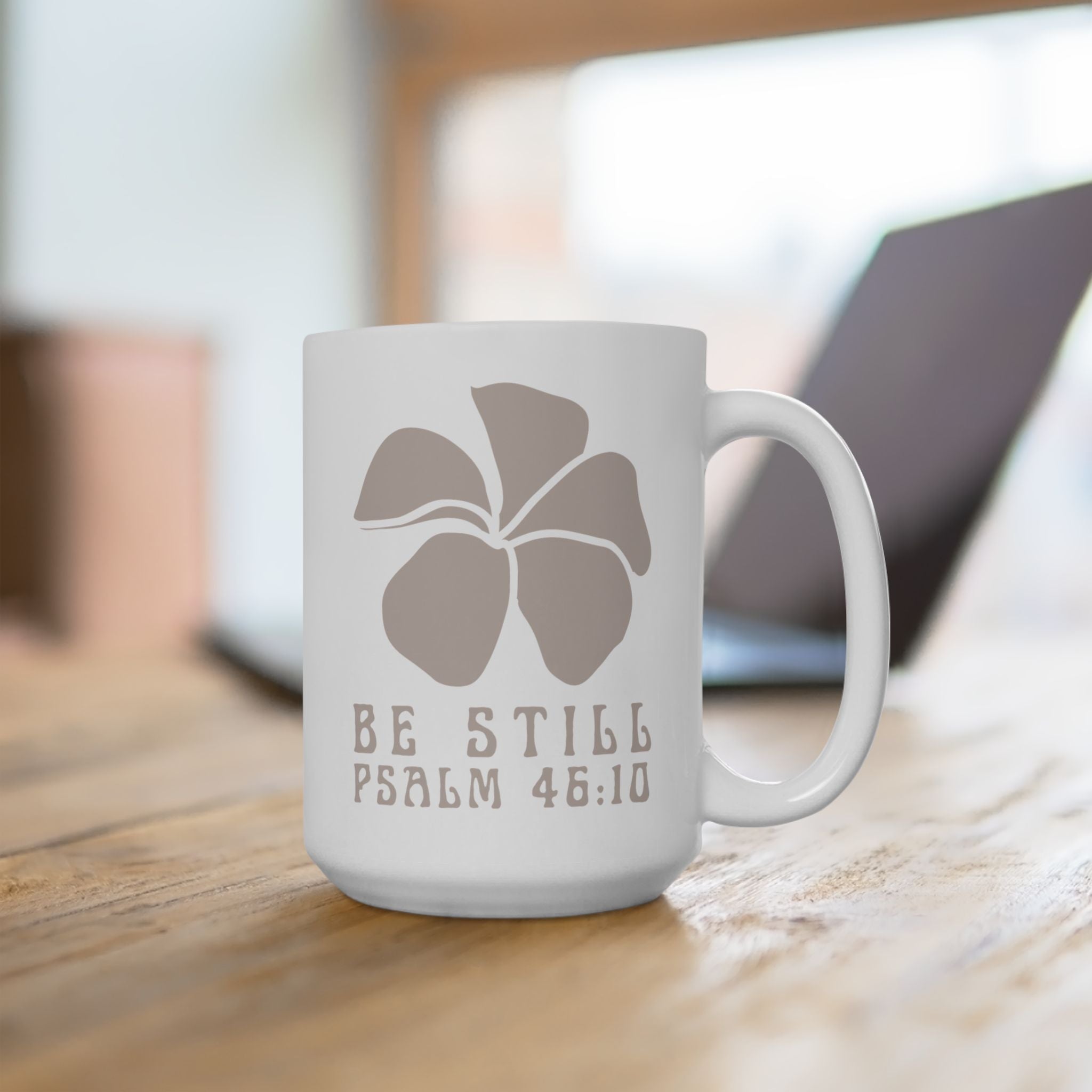 Be Still Plumeria White Mug