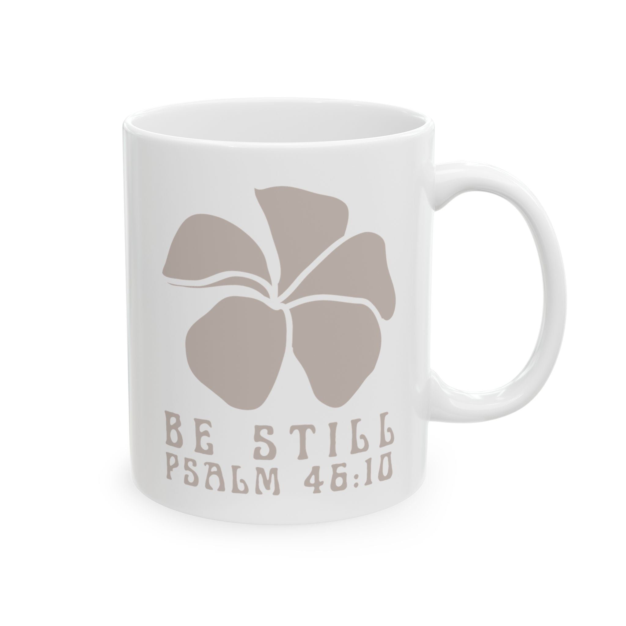 Be Still Plumeria White Mug