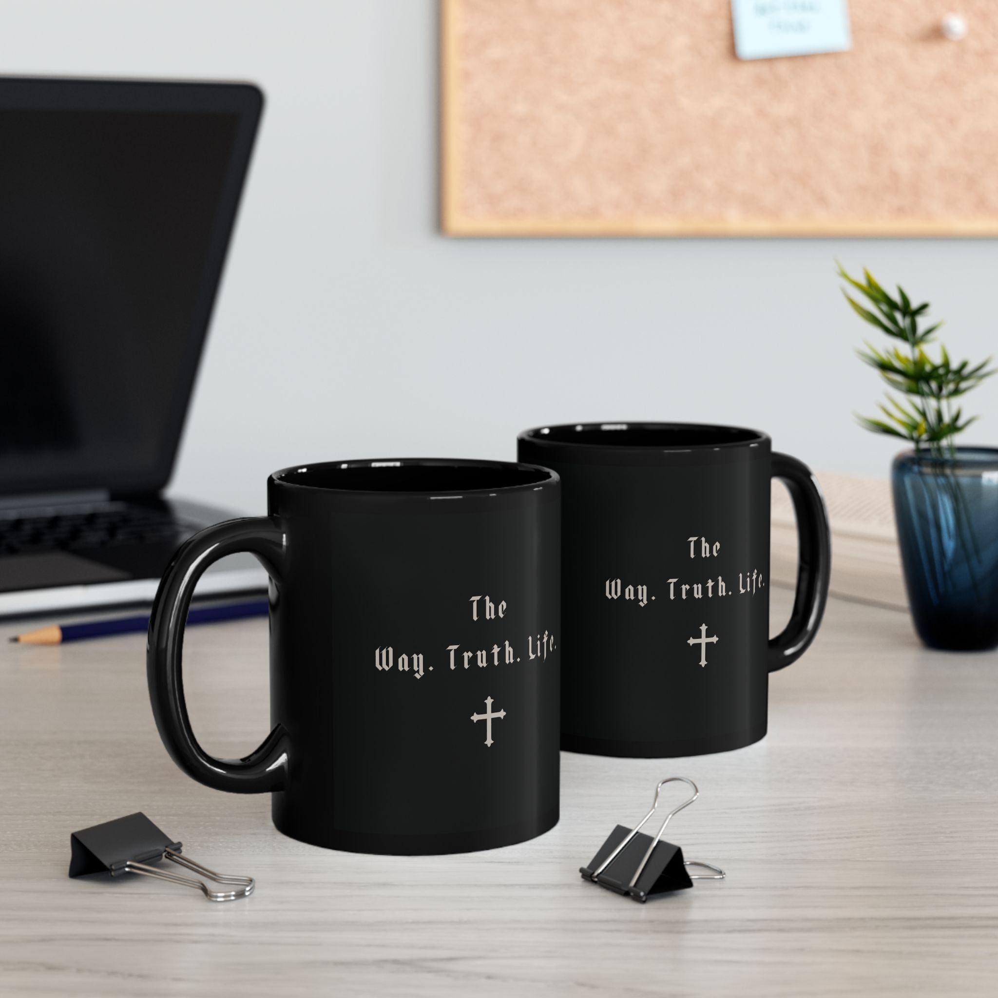 Way Truth Life Black Mug