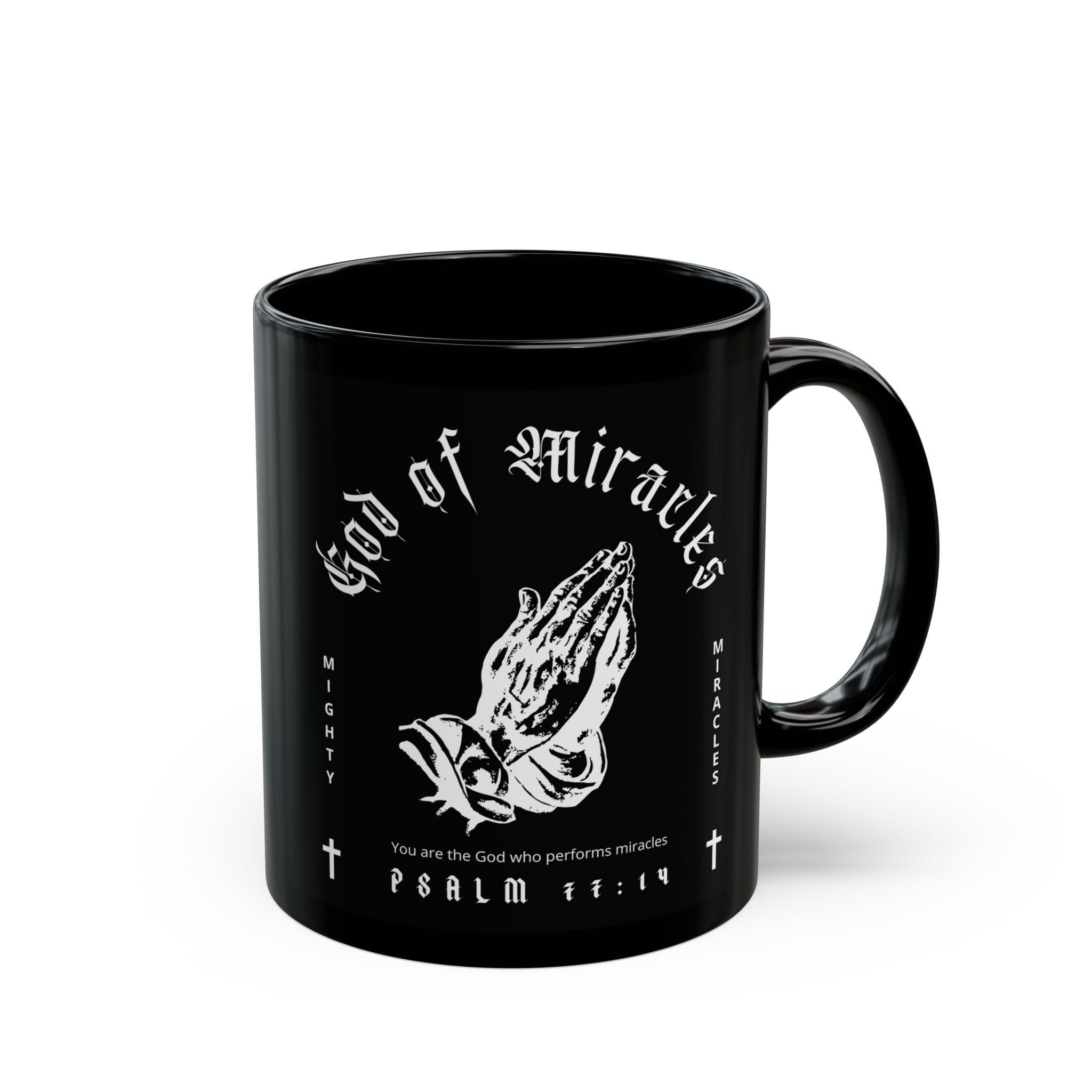 God of Miracles Black Mug