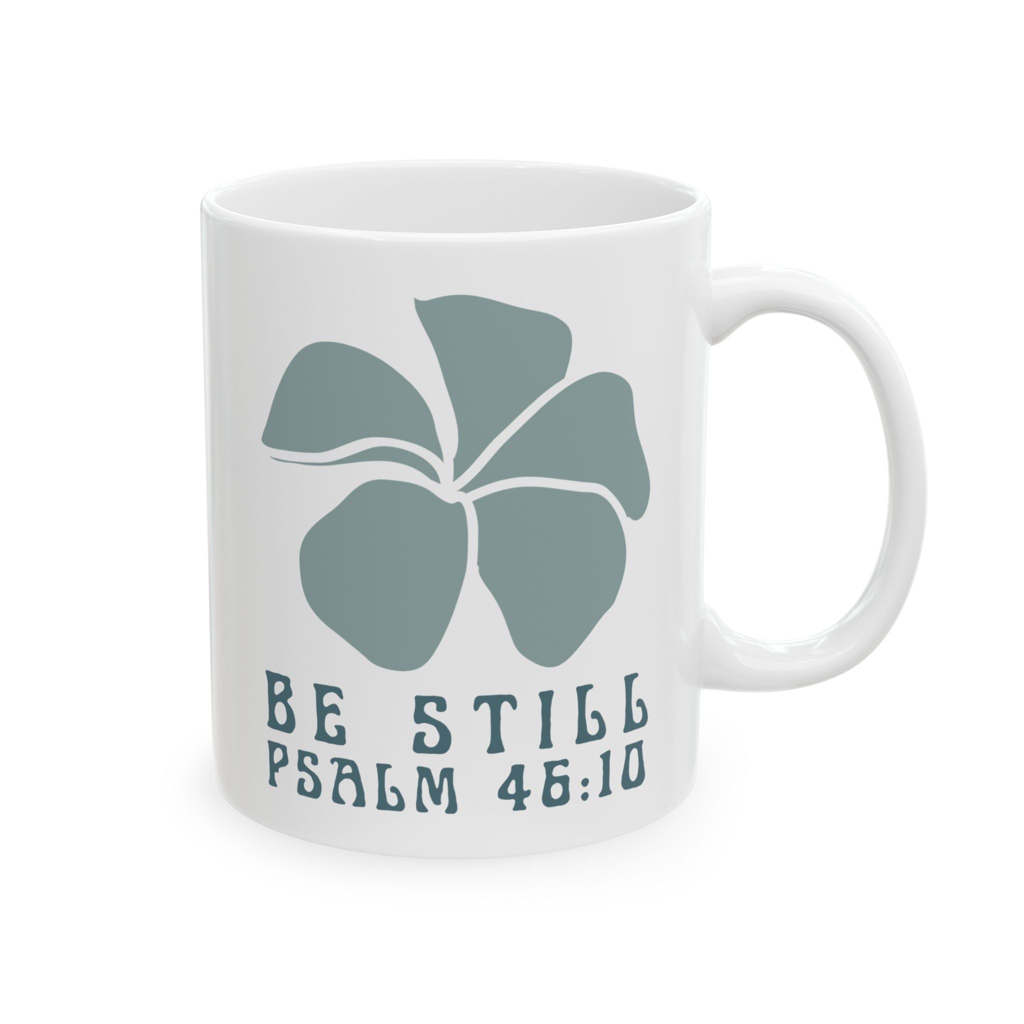 Be Still Plumeria White Mug