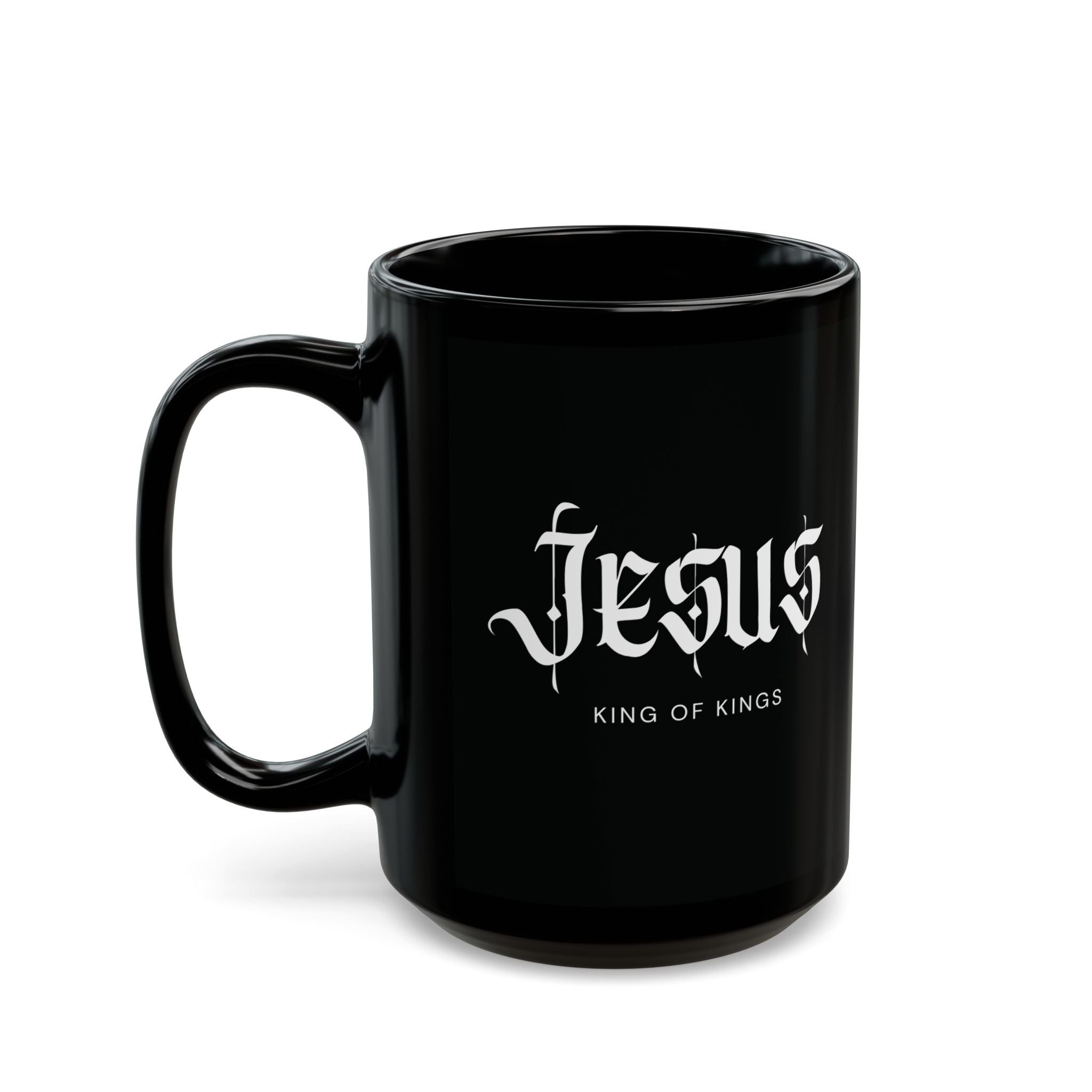 Jesus Script Black Mug