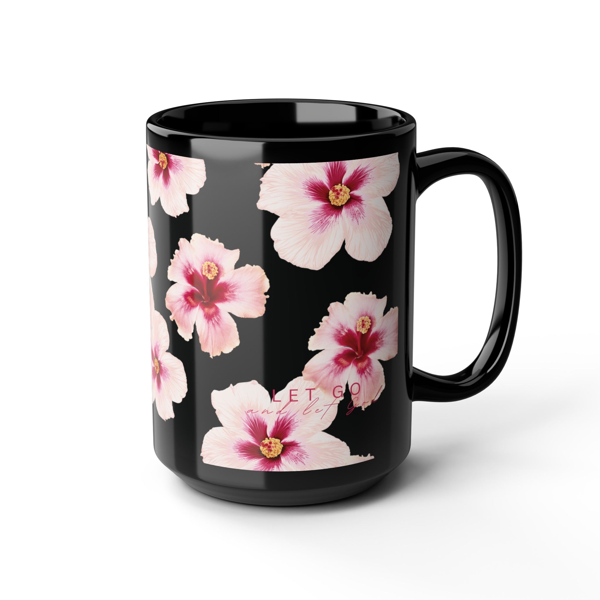 Let Go Hibiscus Black Mug