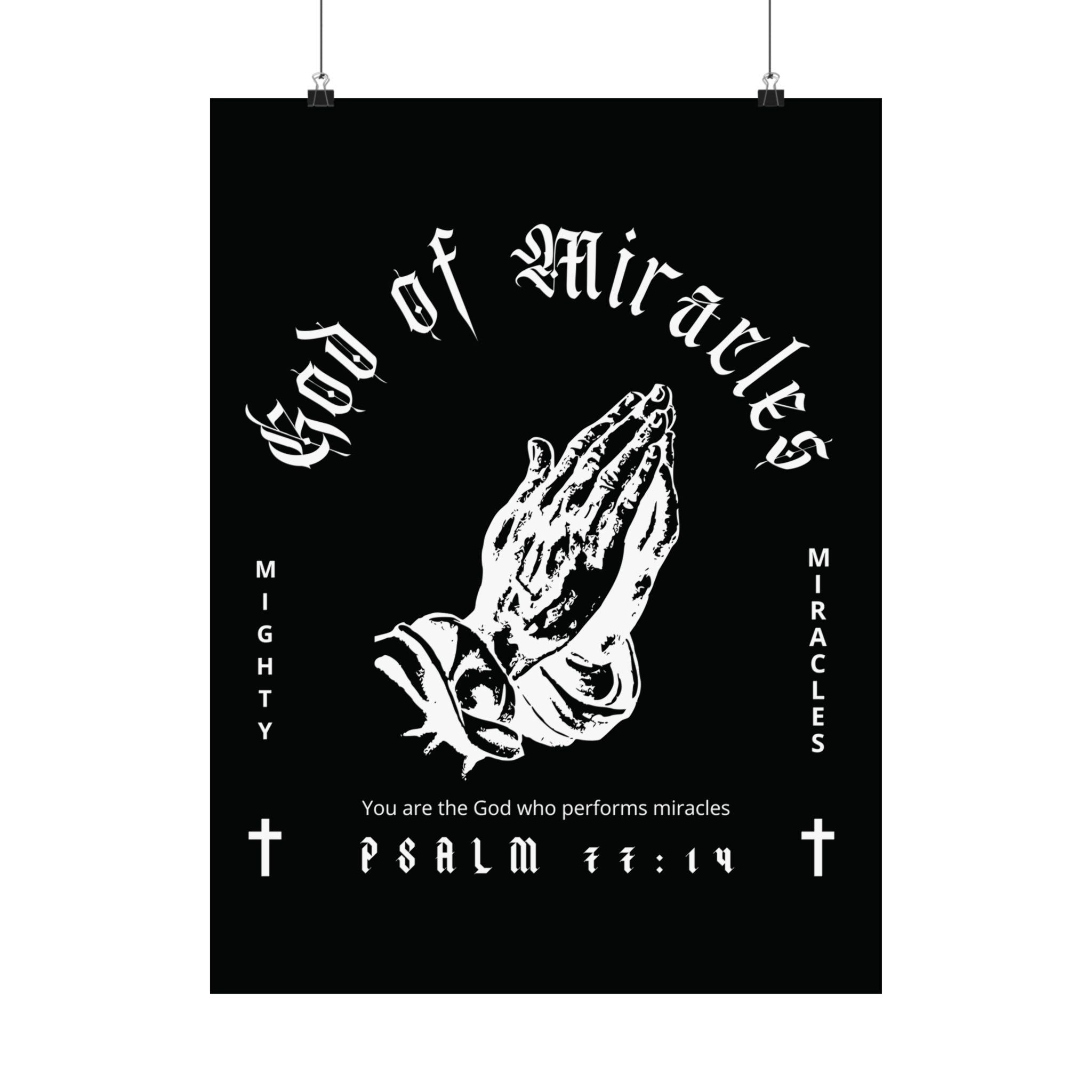 God of Miracles Black Art Print