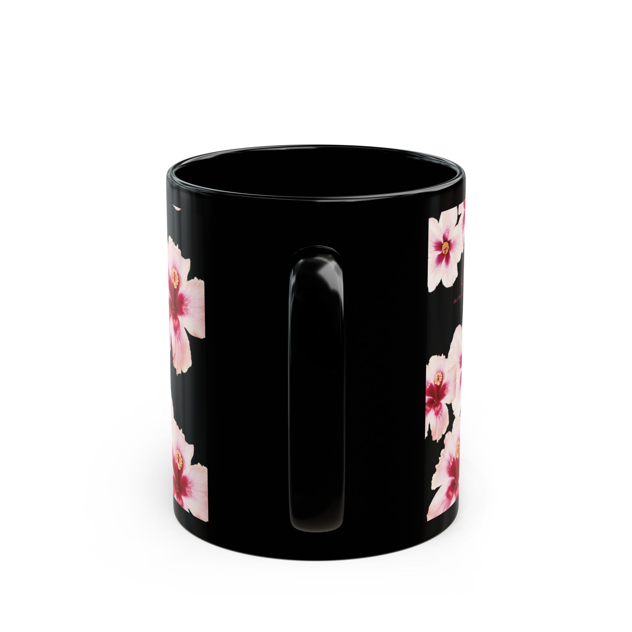 Let Go Hibiscus Black Mug