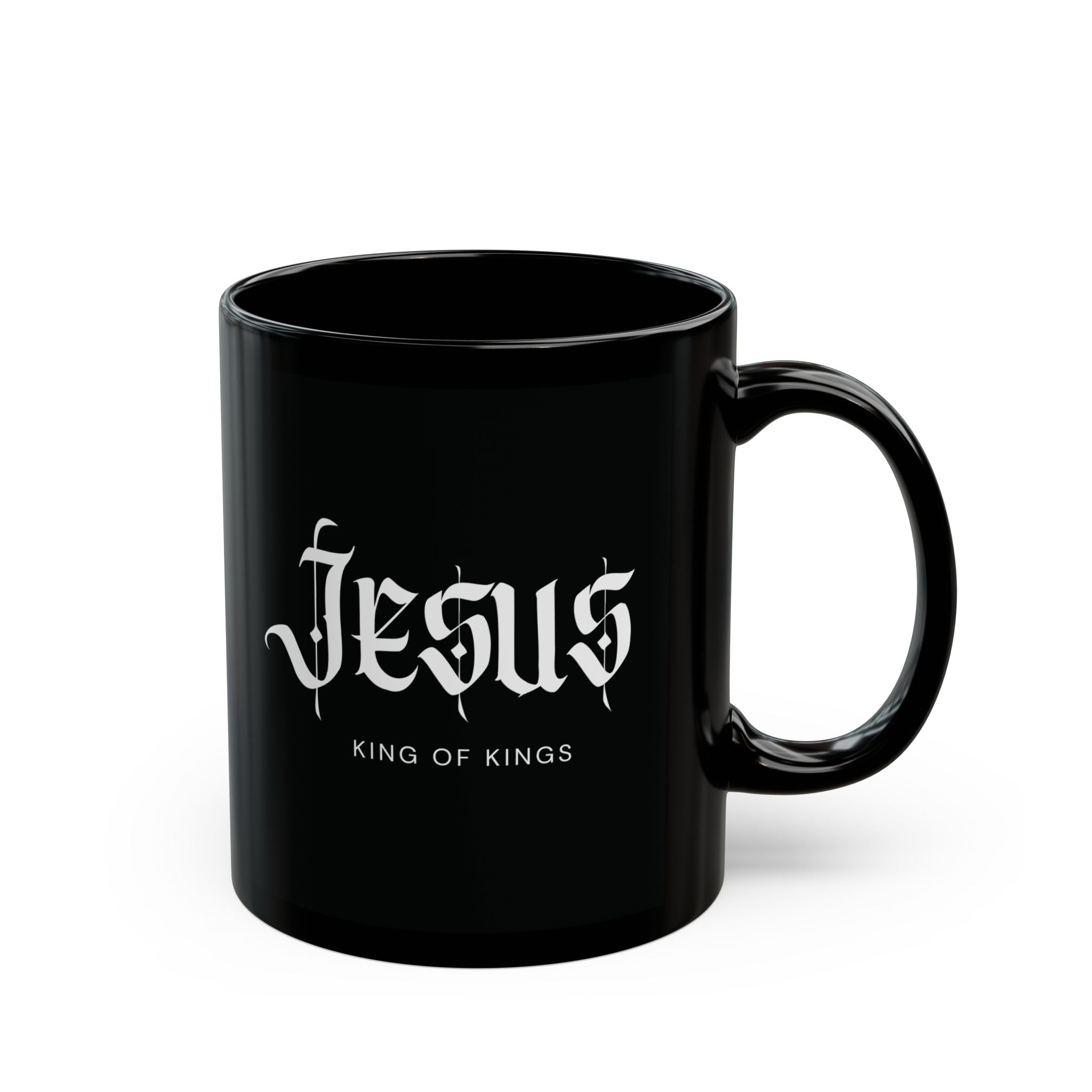 Jesus Script Black Mug