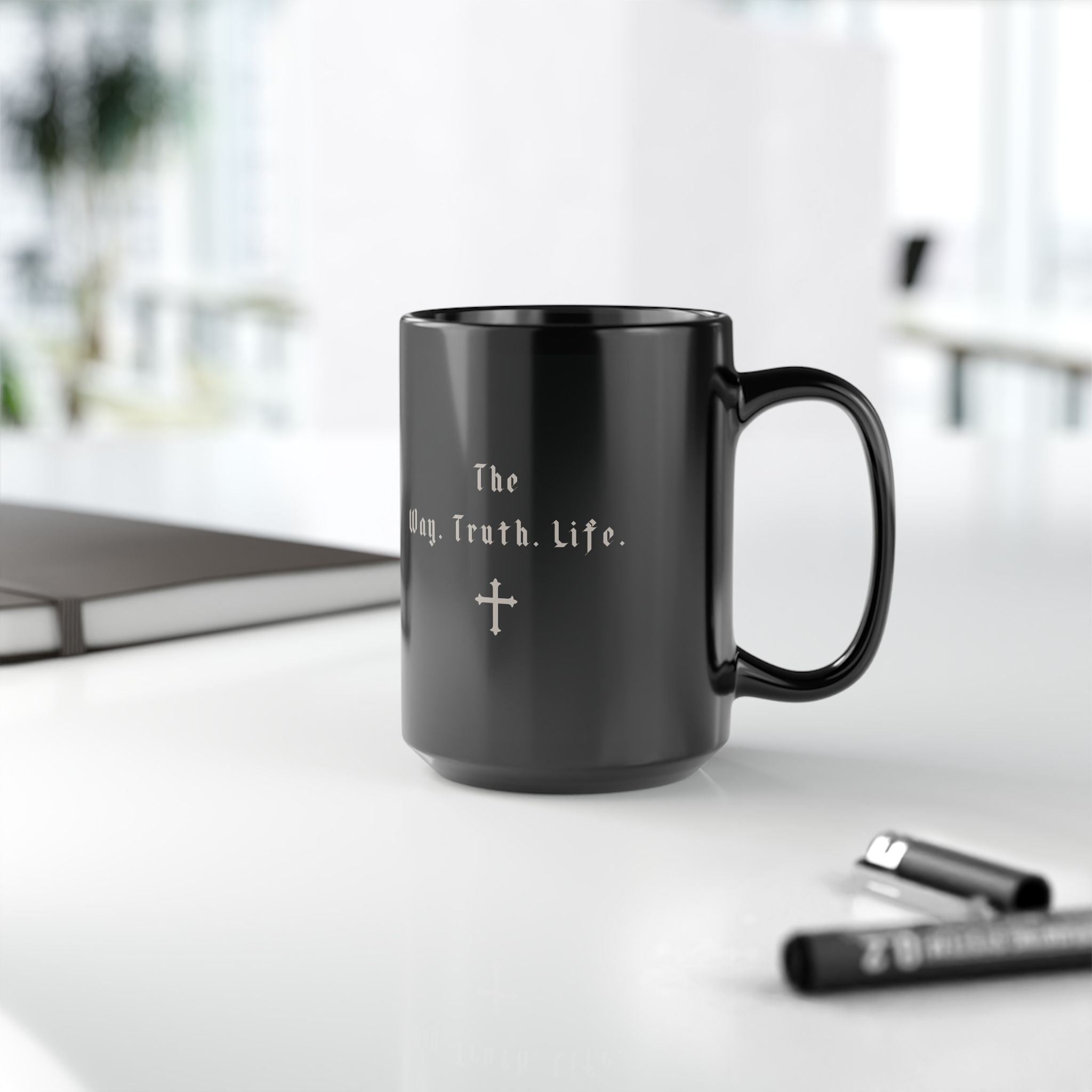 Way Truth Life Black Mug
