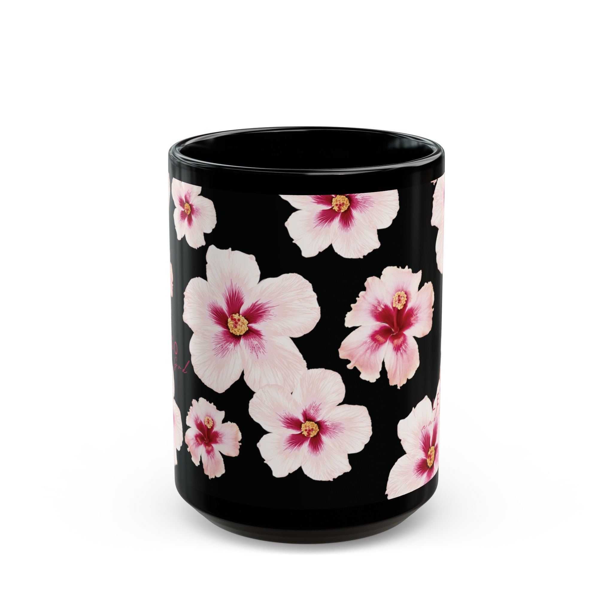 Let Go Hibiscus Black Mug