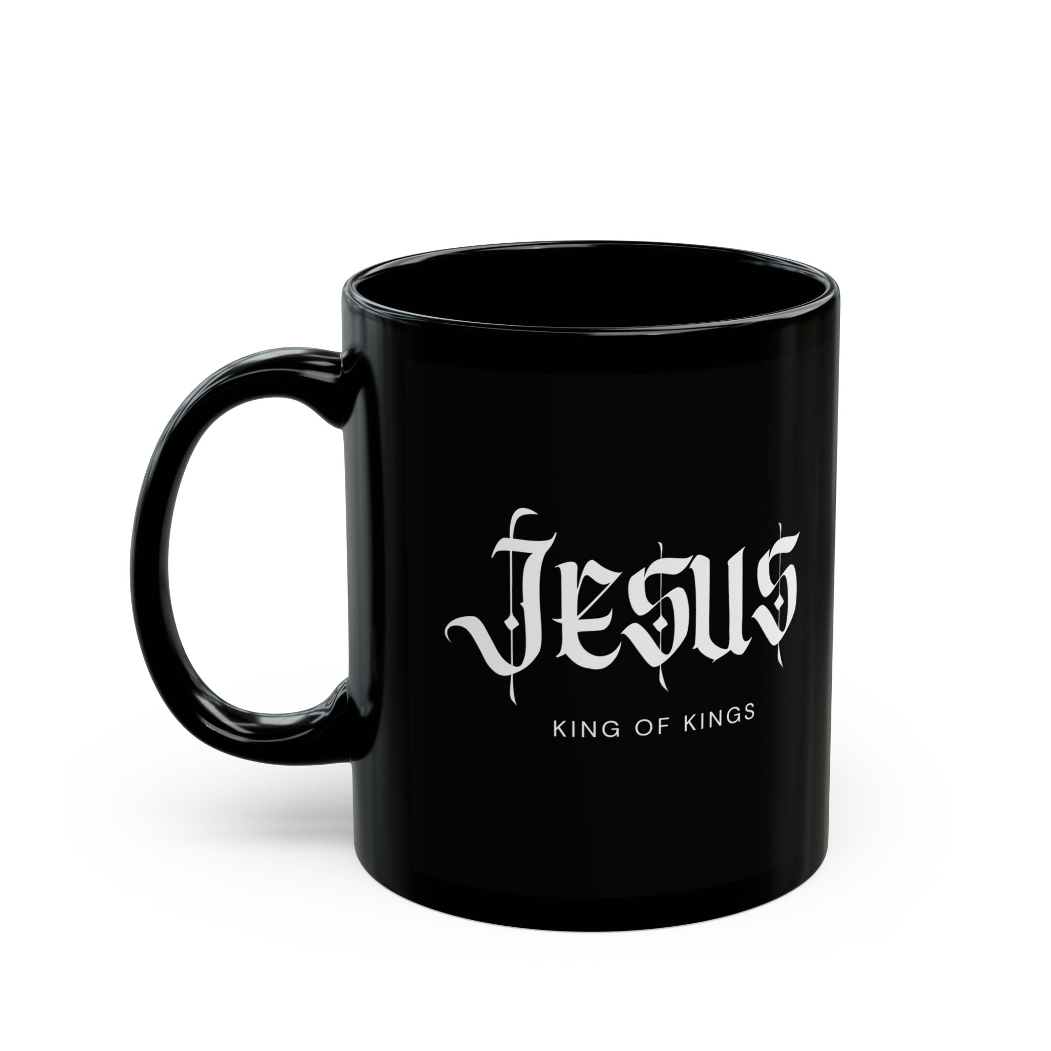 Jesus Script Black Mug