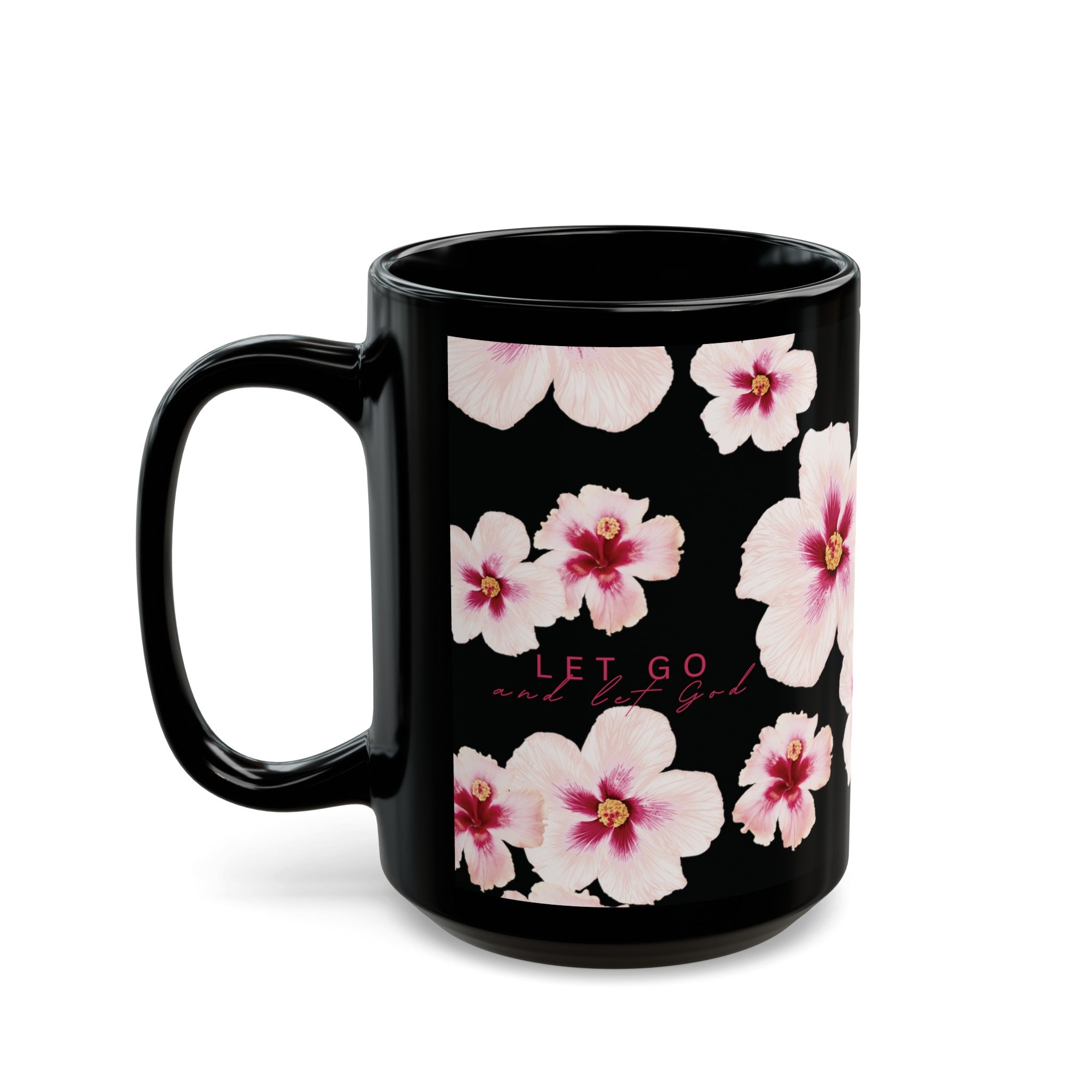 Let Go Hibiscus Black Mug
