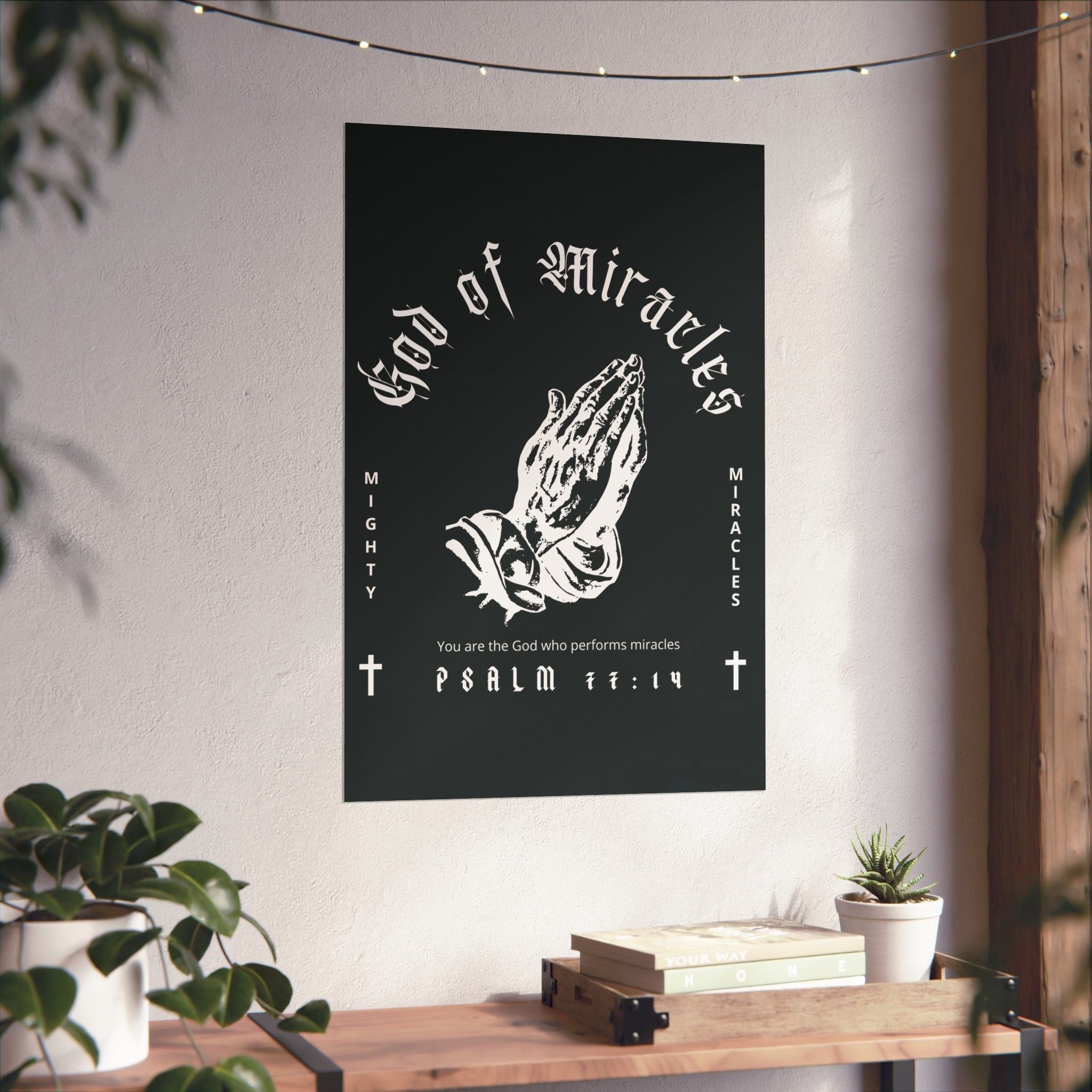 God of Miracles Black Art Print