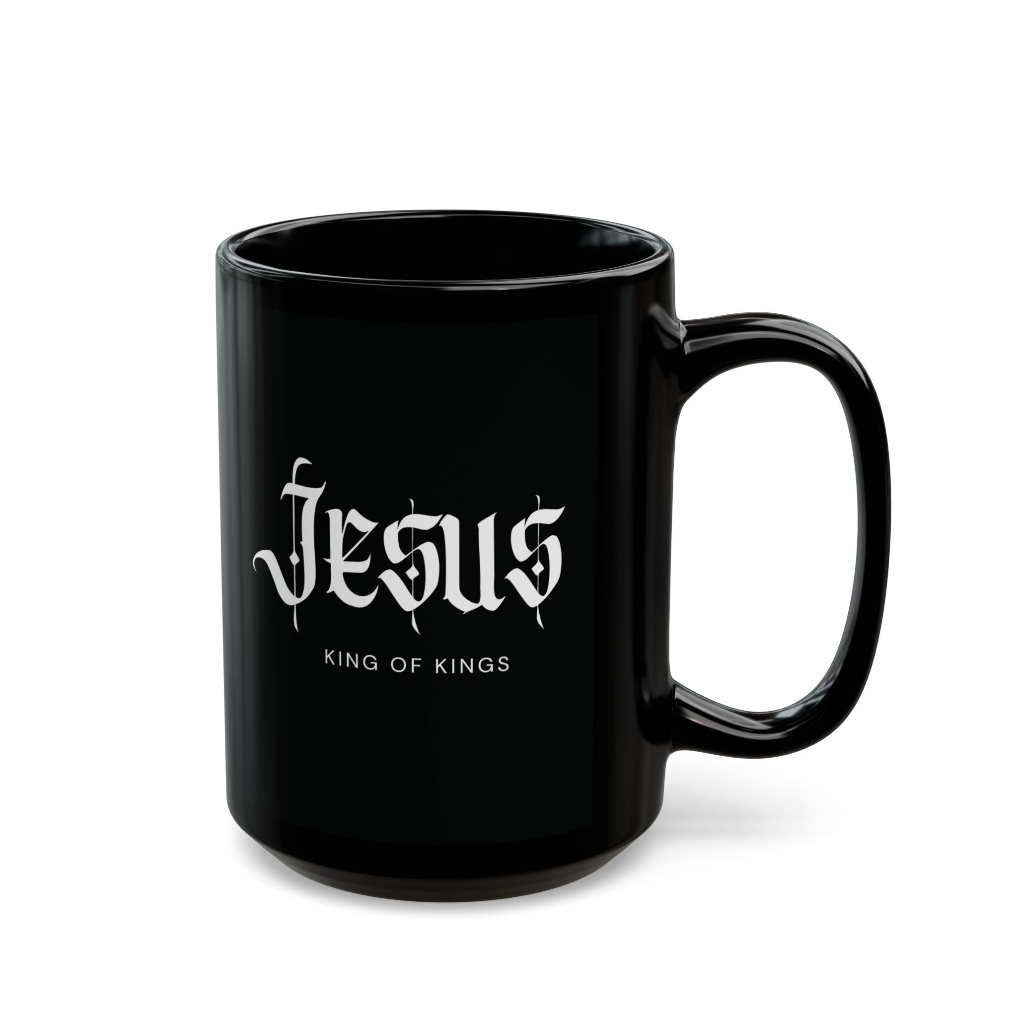 Jesus Script Black Mug