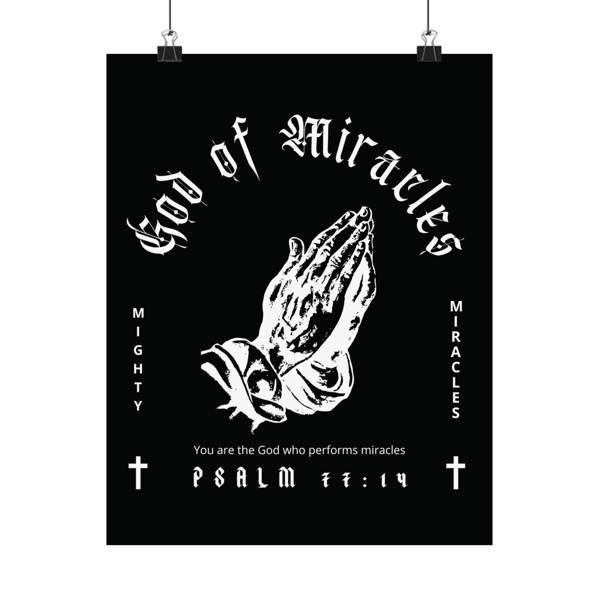 God of Miracles Black Art Print