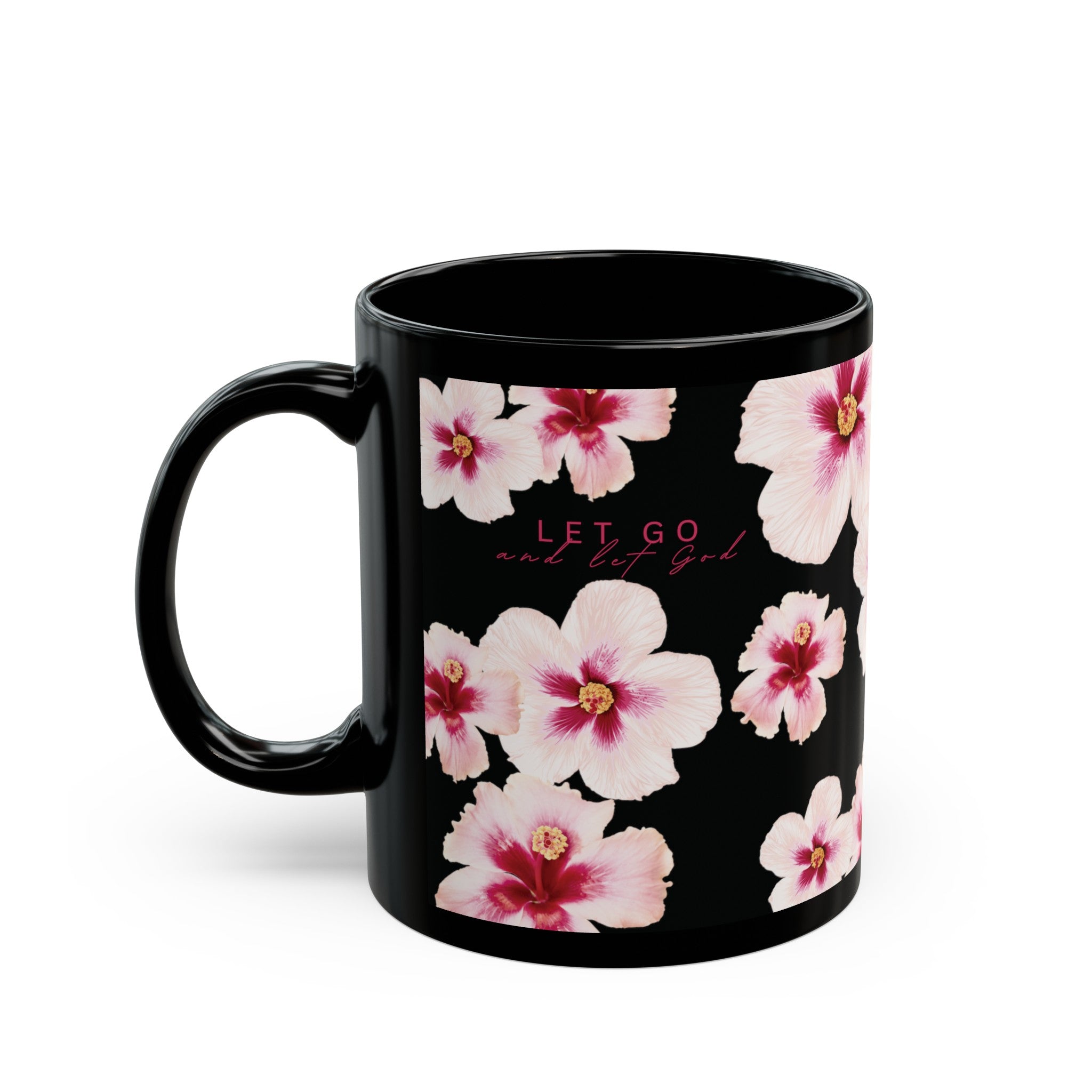 Let Go Hibiscus Black Mug