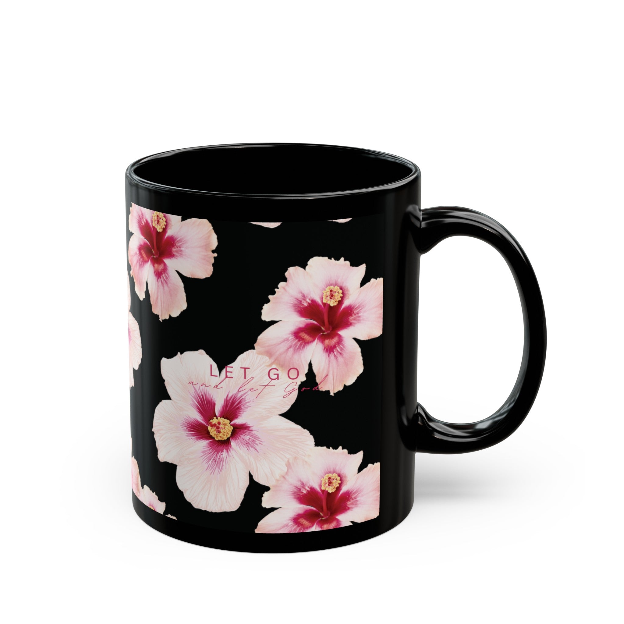 Let Go Hibiscus Black Mug