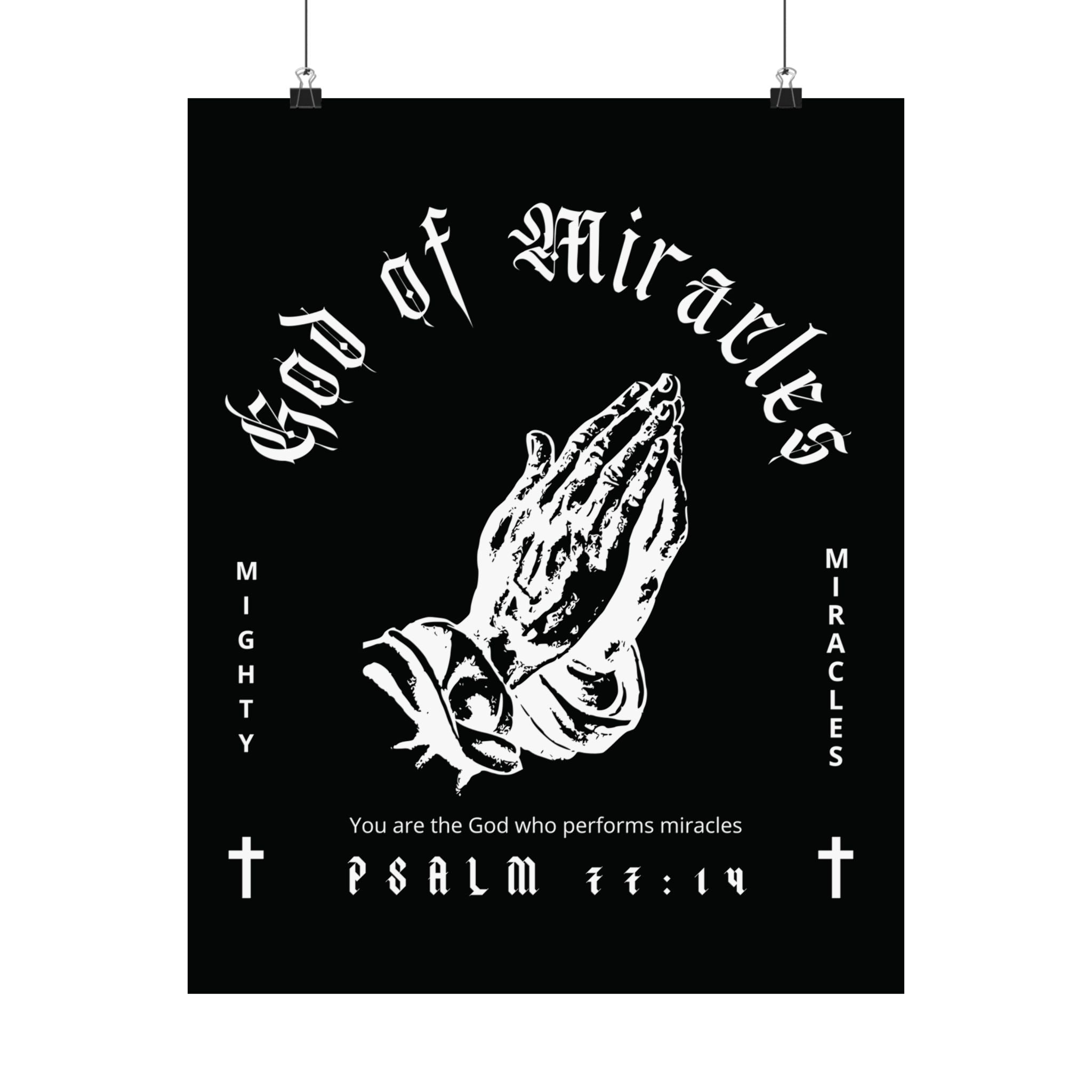 God of Miracles Black Art Print