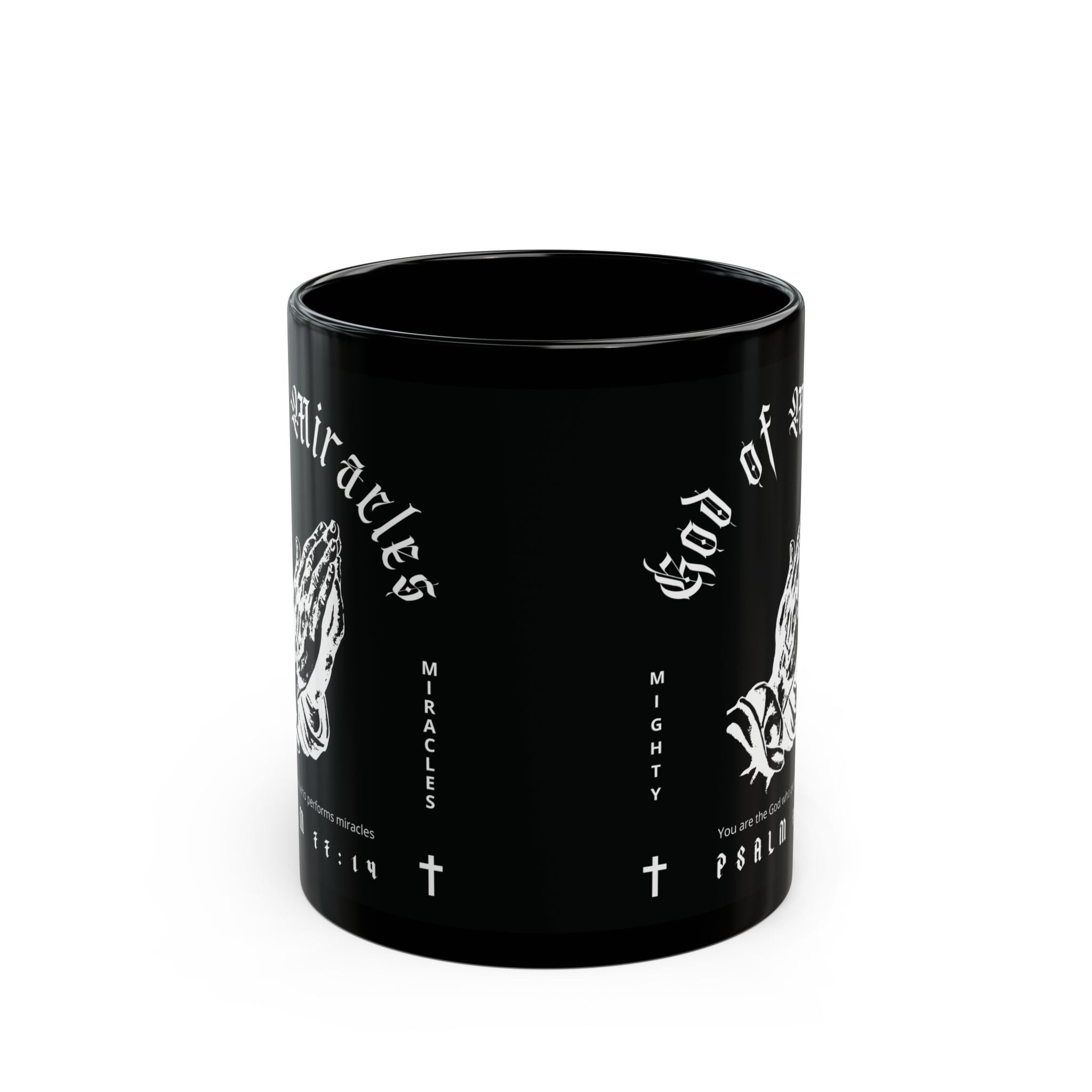 God of Miracles Black Mug