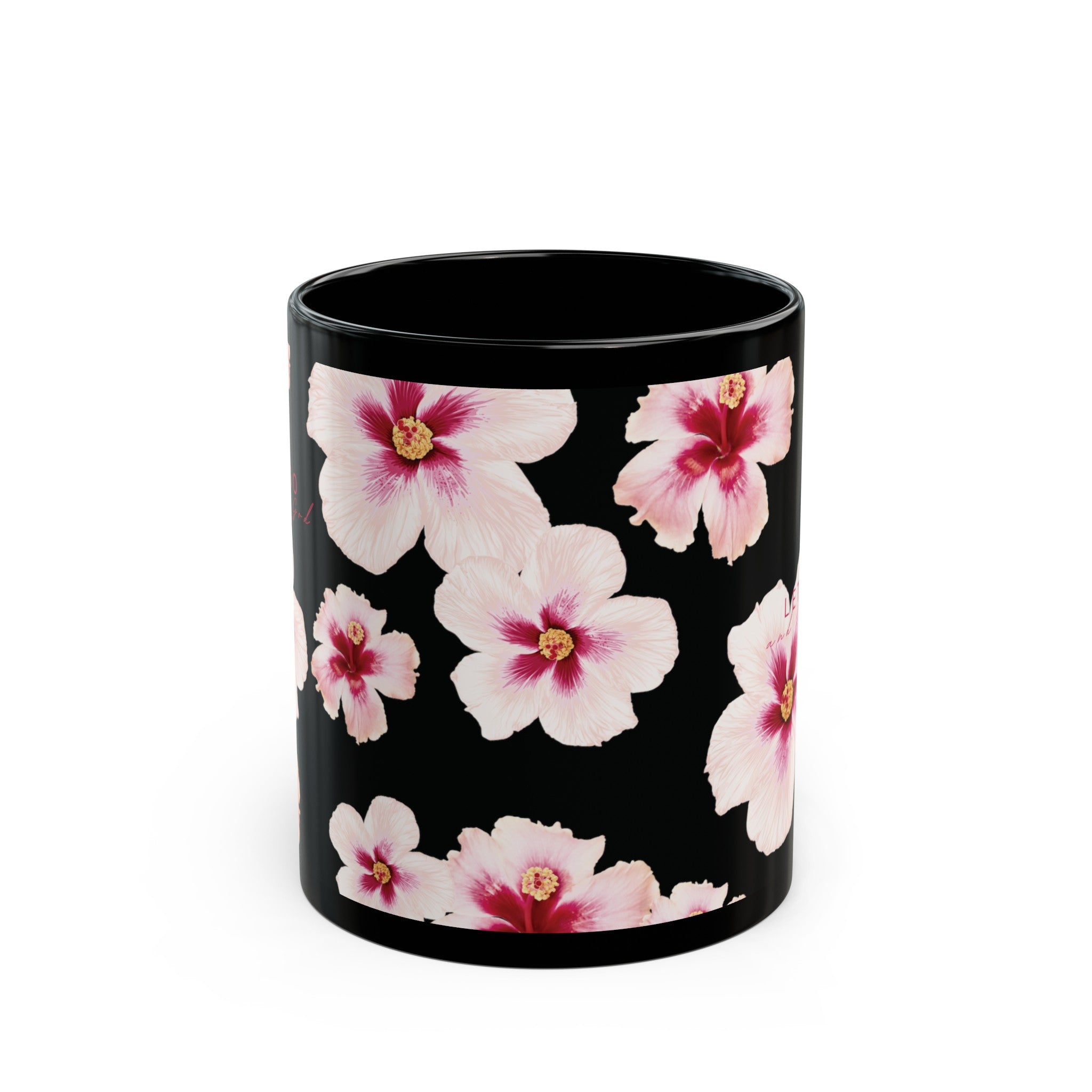 Let Go Hibiscus Black Mug