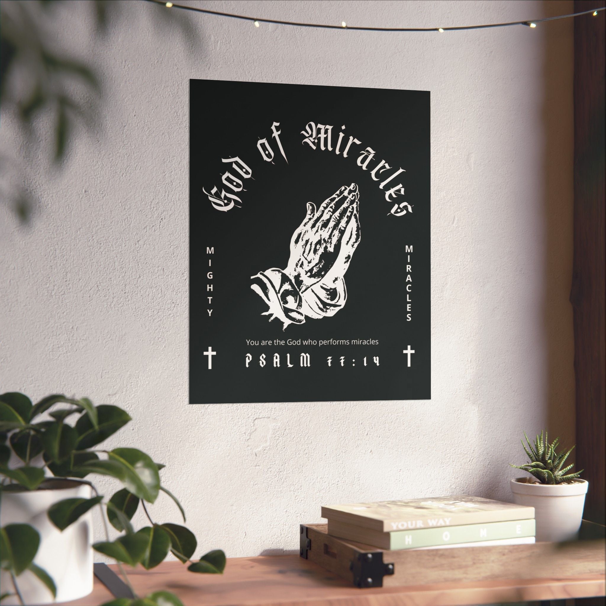 God of Miracles Black Art Print