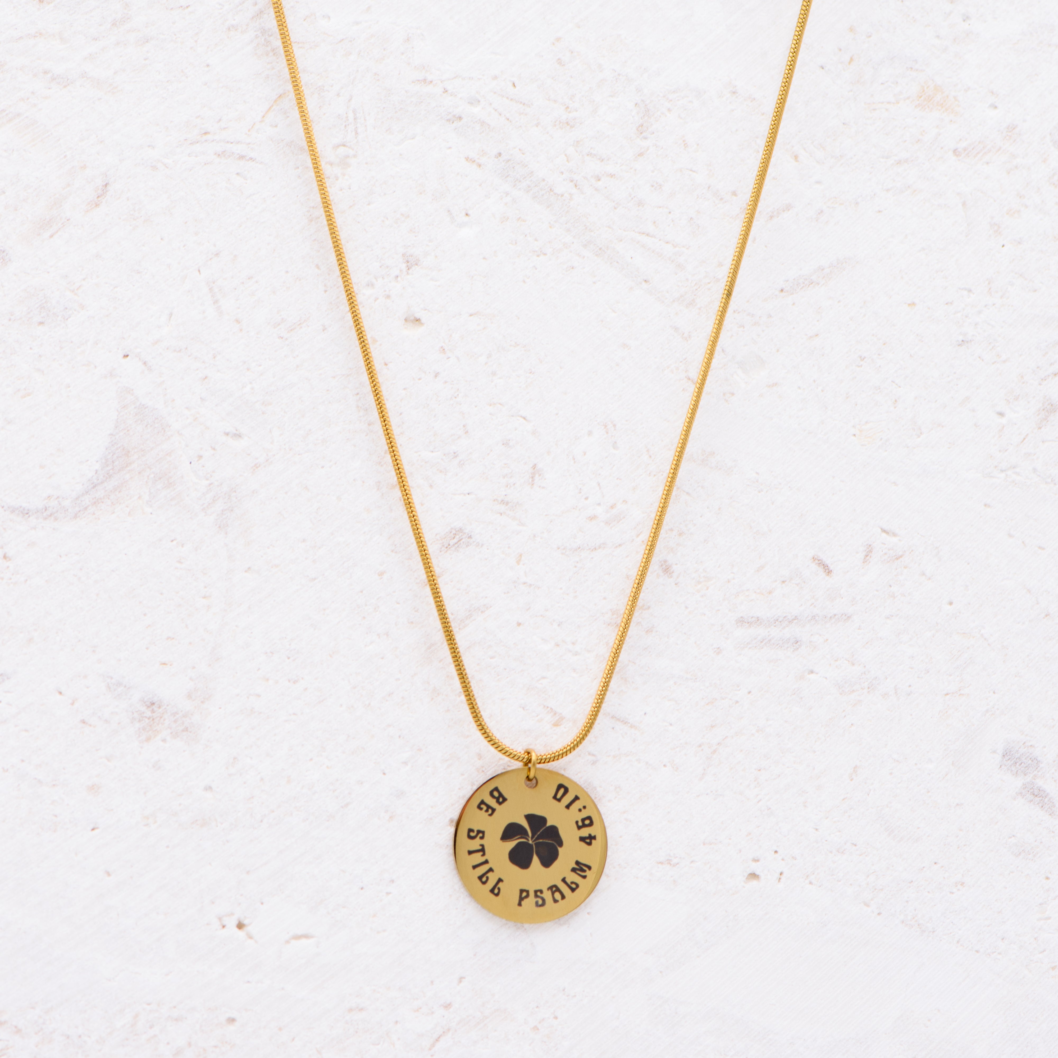 Plumeria Be Still Disc Necklace