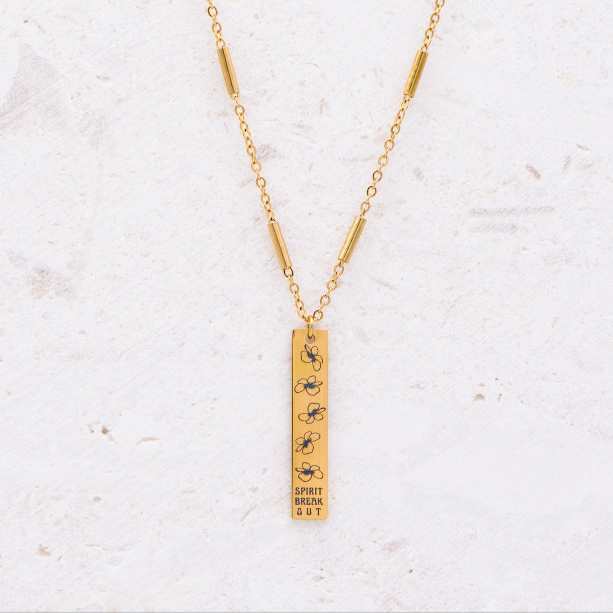 Plumeria Spirit Bar Necklace