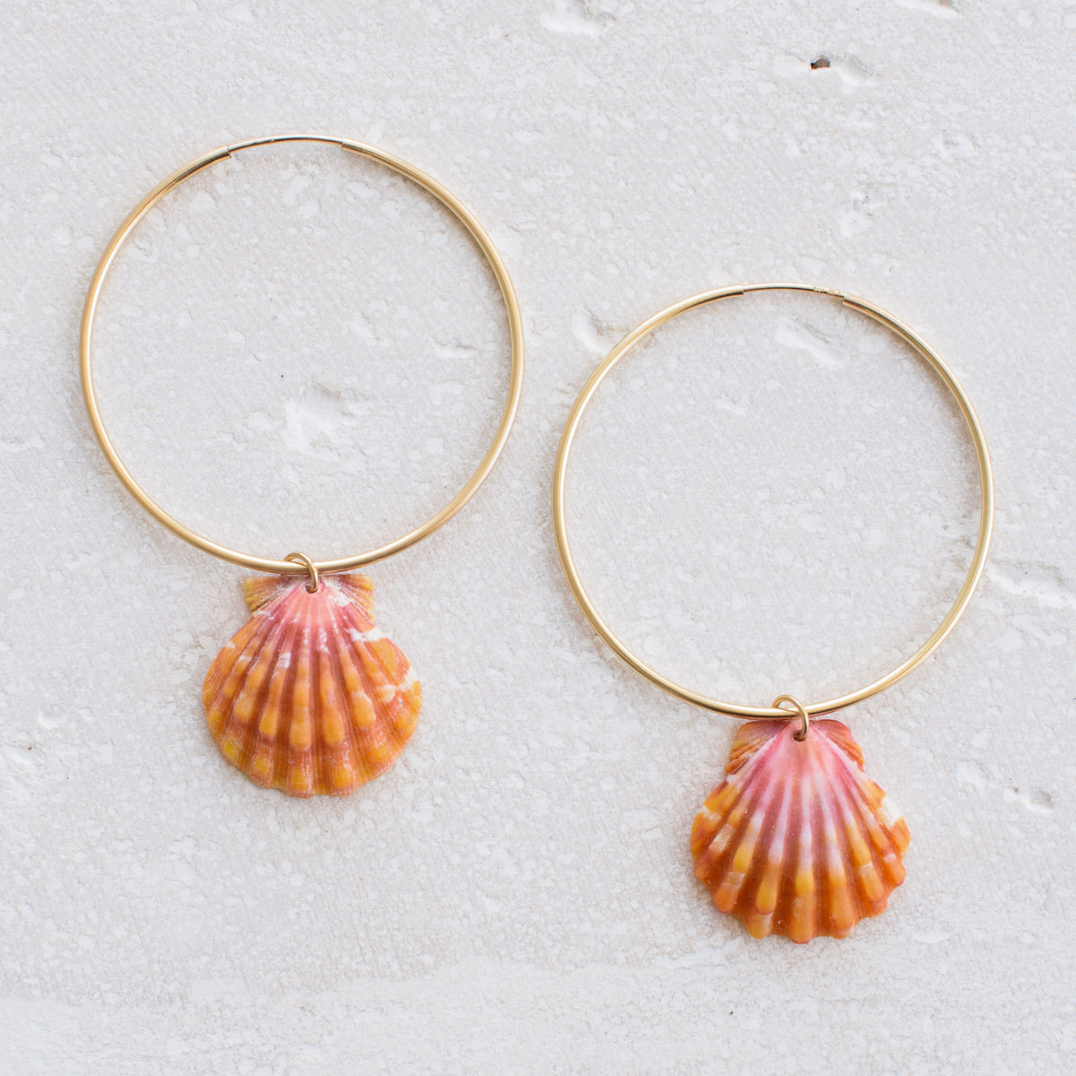 Hawaiian Sunrise Shell Hoops
