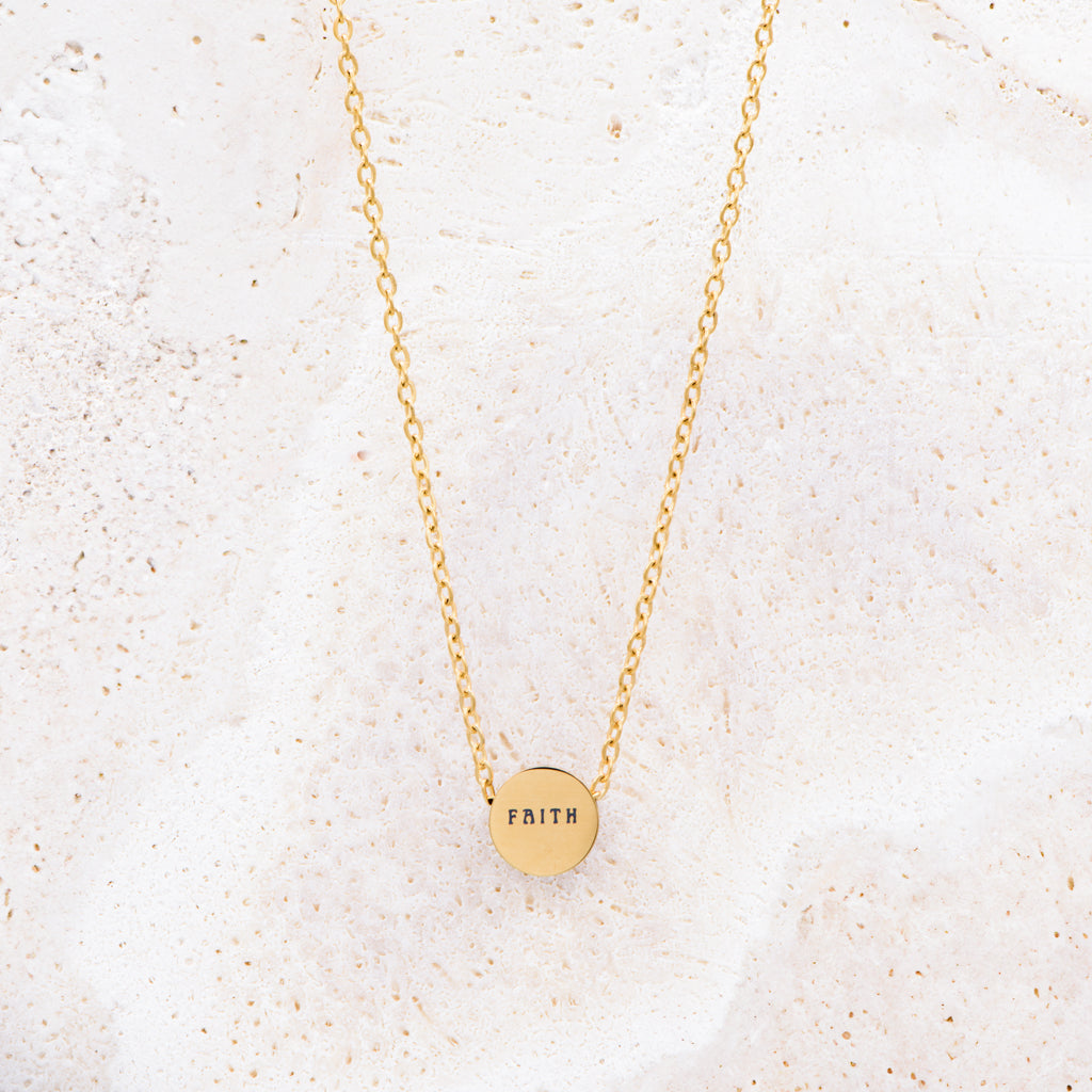 Faith Plumeria Disc Necklace